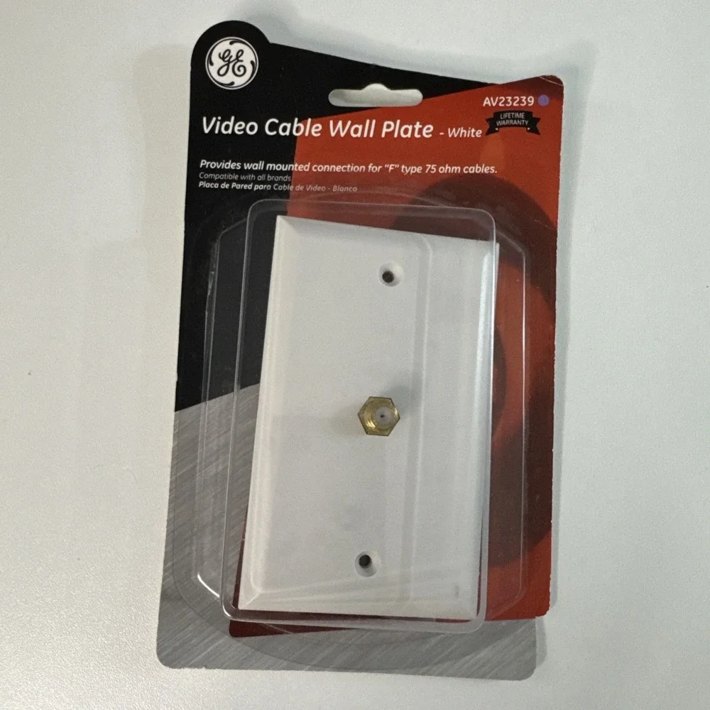 GE Video Cable‎ Wall Plate-White Mounted Connection For 